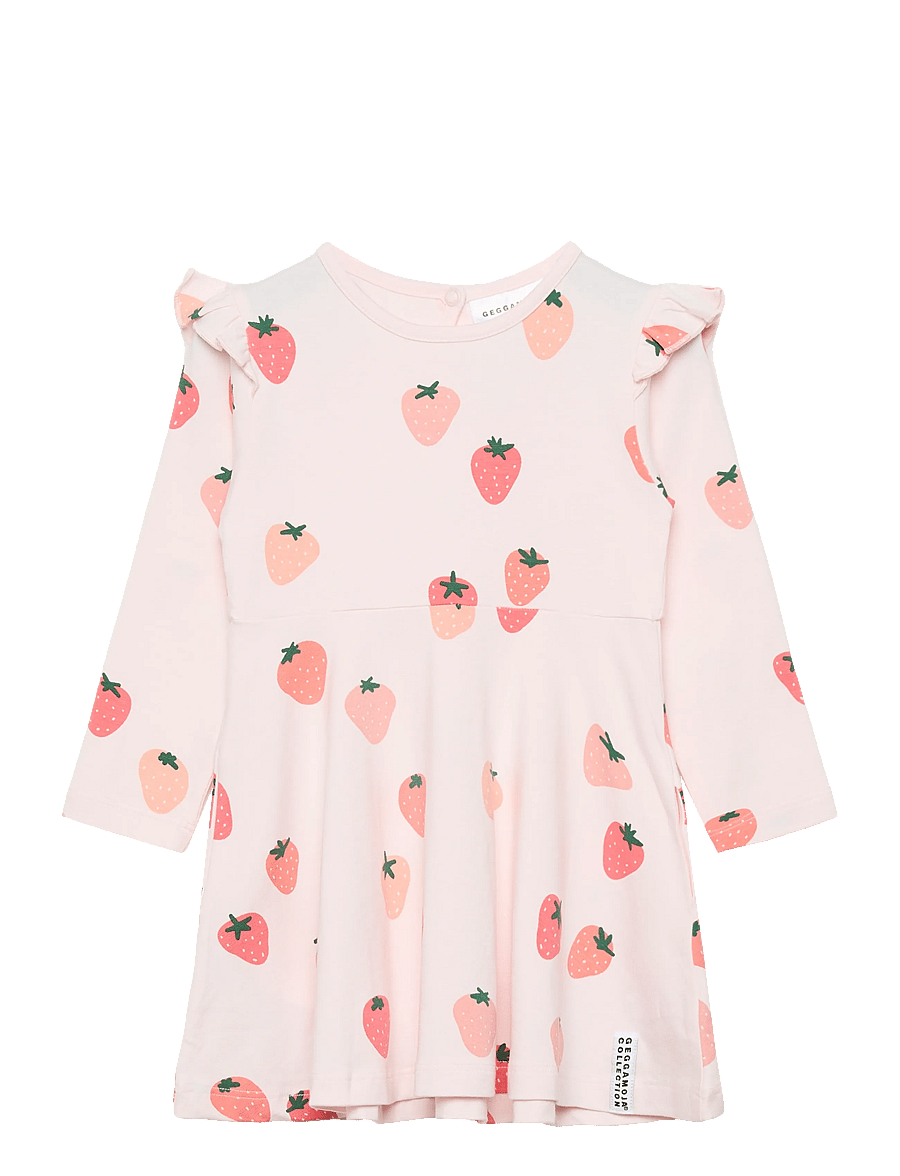 Geggamoja - Bamboo Flared Dress Strawberry - langærmede babykjoler - strawberry - 0