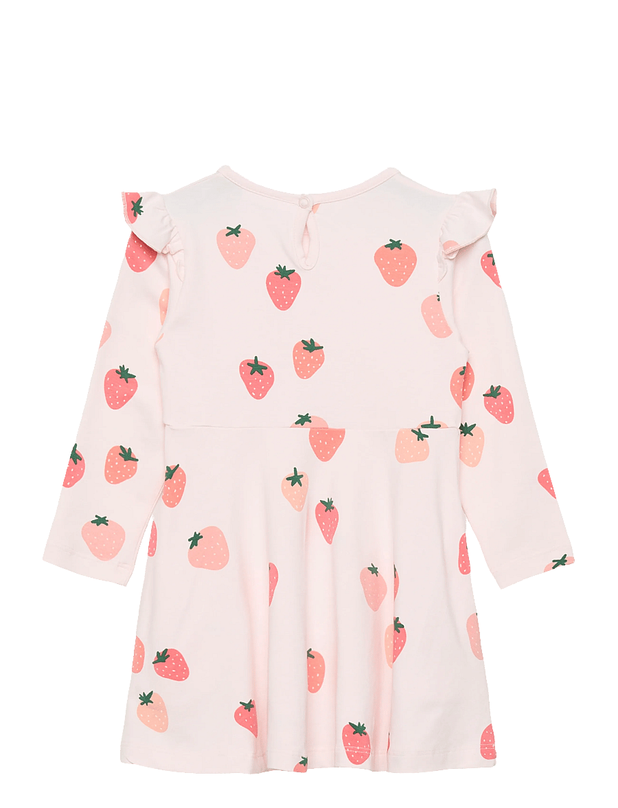 Geggamoja - Bamboo Flared Dress Strawberry - langærmede babykjoler - strawberry - 1