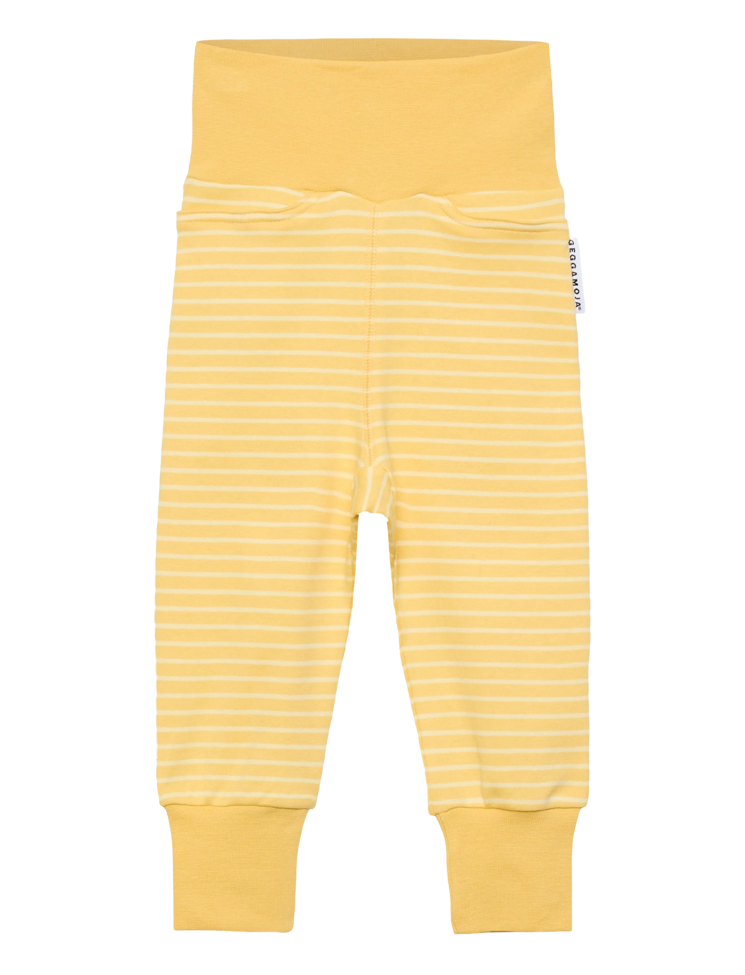 Geggamoja Baby Pants Striped, Børn, Højtaljede Babybukser, Gul, Str: 62/68