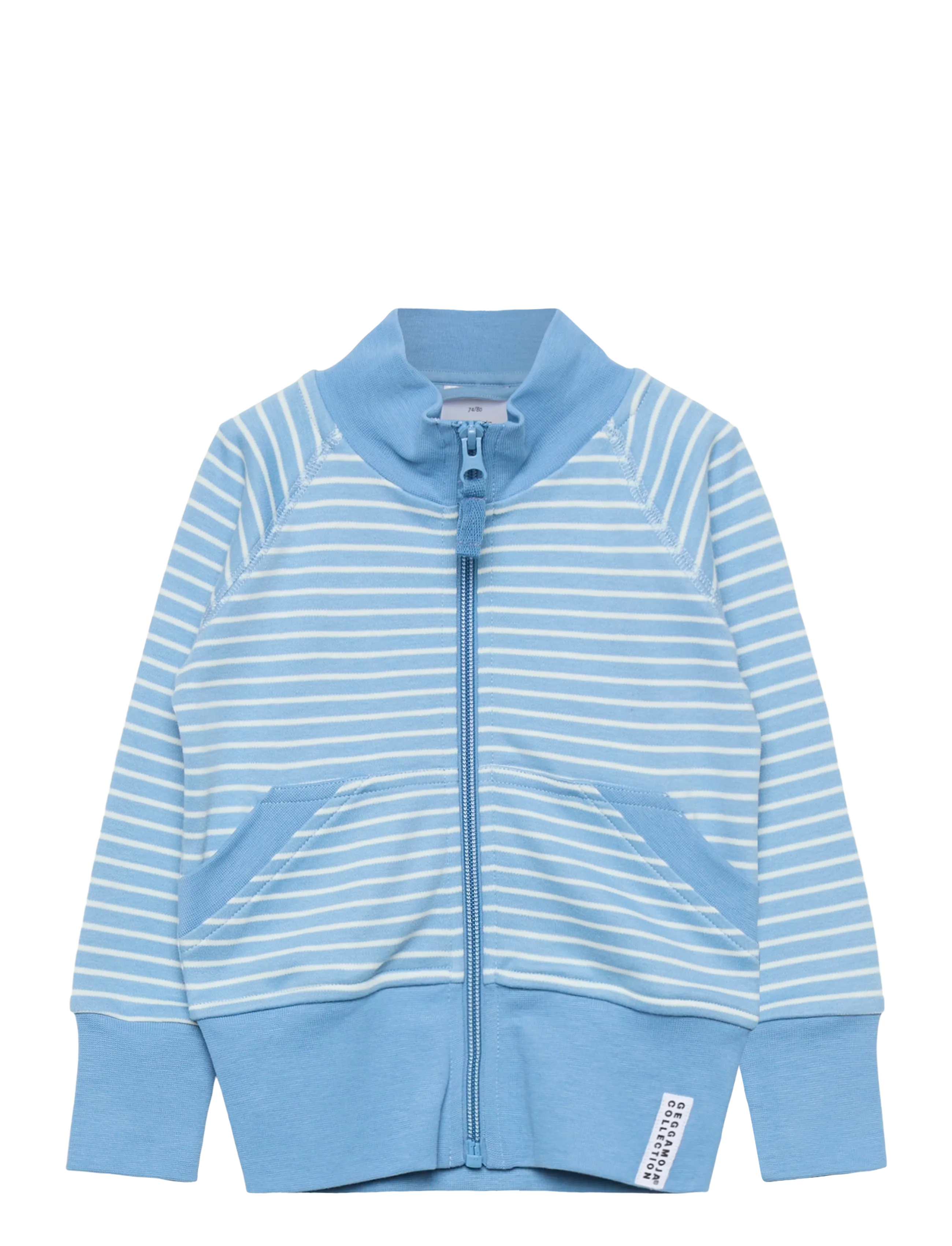 Geggamoja Zip Sweater Striped - Geggamoja - LIGHT BLUE / OFFWHITE / blue