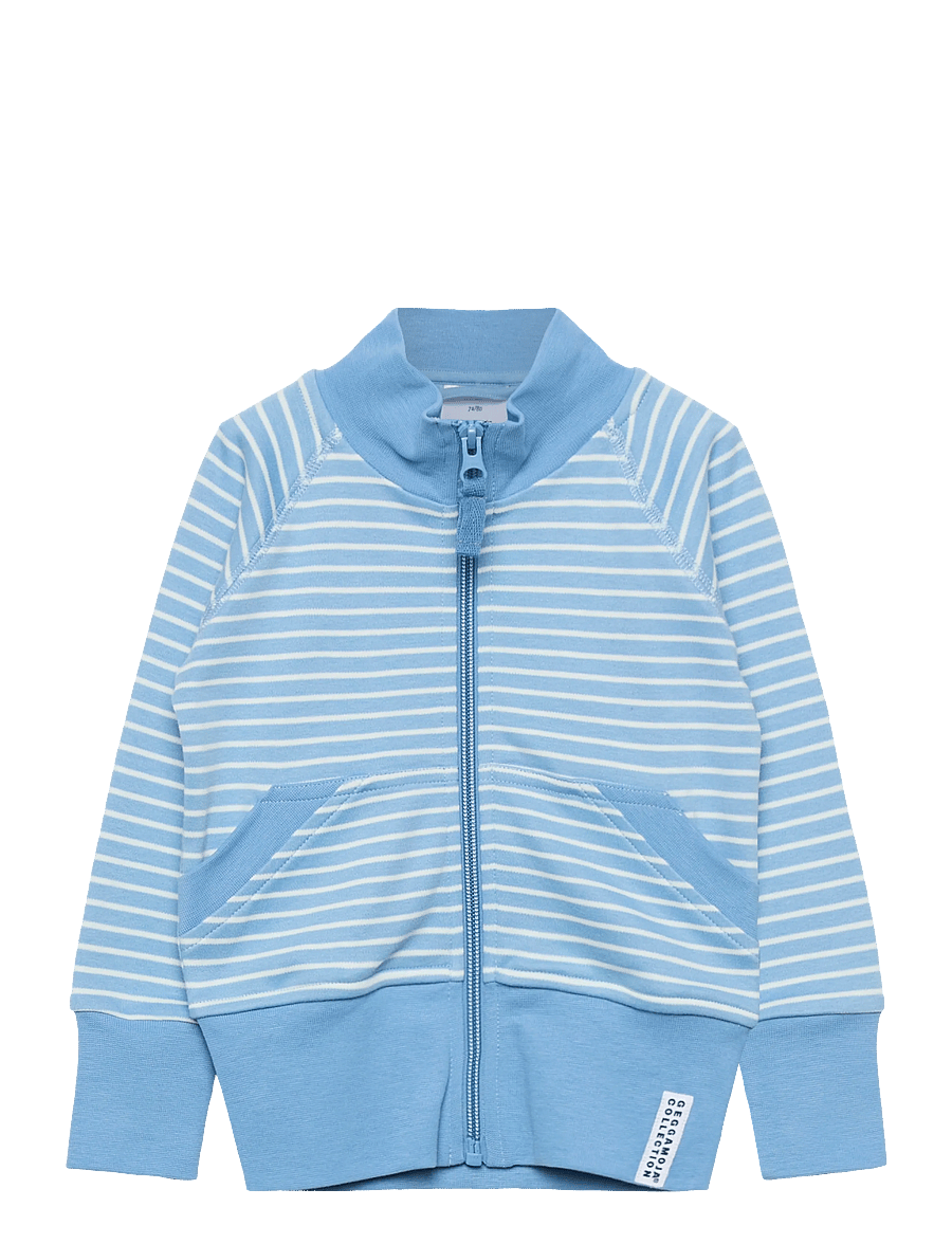 Geggamoja - Zip Sweater Striped - sweatshirts - light blue / offwhite - 0