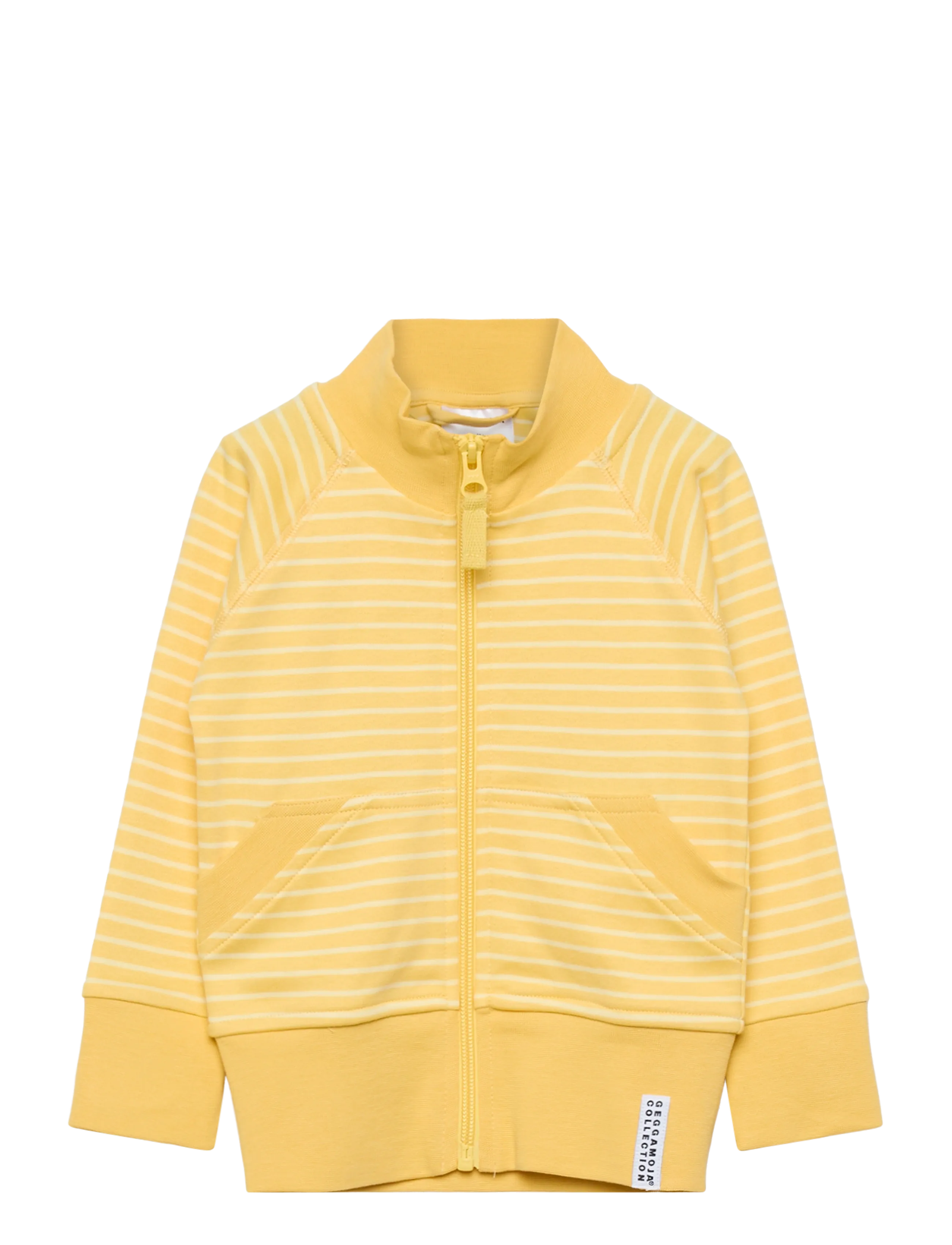 Geggamoja Zip Sweater Striped, Børn, Stribet Lynlås Sweater, Gul, Str: 74/80
