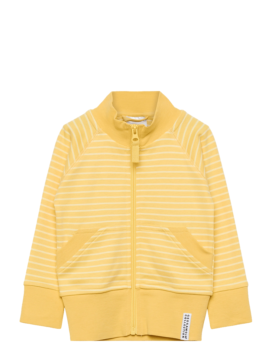 Geggamoja - Zip Sweater Striped - sweatshirts - yellow / light yellow - 0