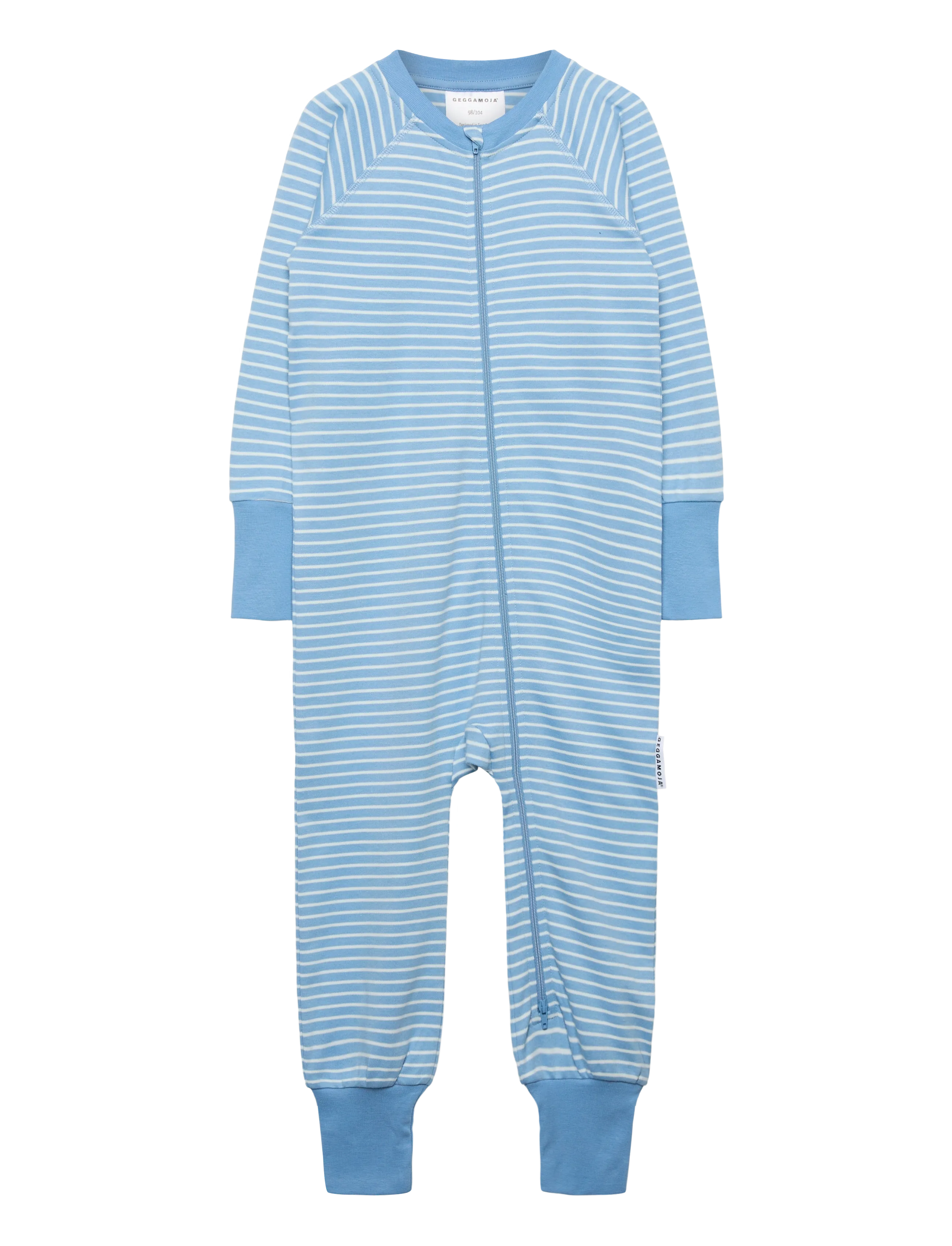 Geggamoja Pyjamas Two Way Zipper Striped - Geggamoja - LIGHT BLUE / OFFWHITE / blue
