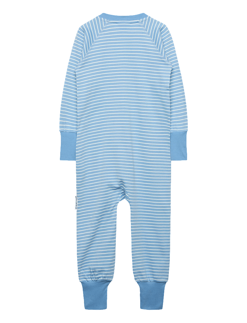 Geggamoja - Pyjamas Two Way Zipper Striped - natdragter - light blue / offwhite - 1