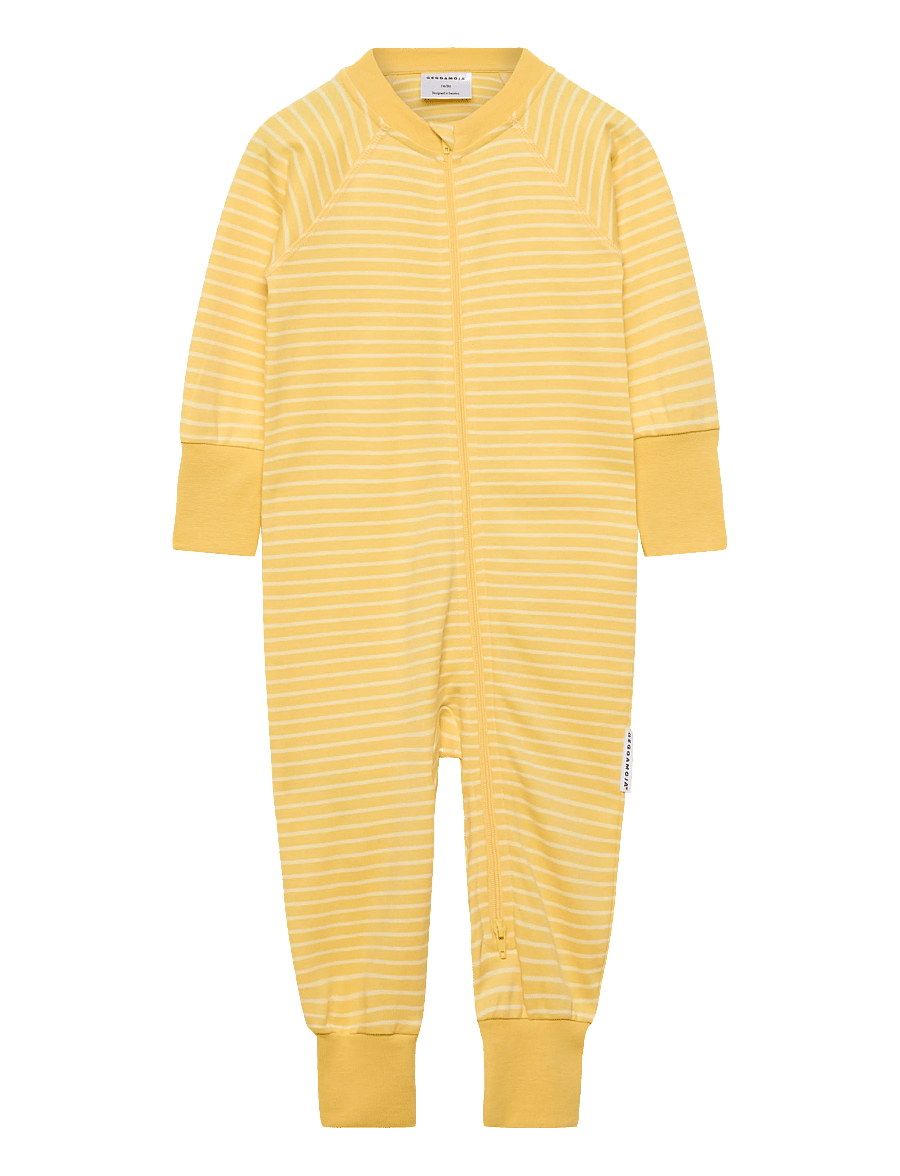 Geggamoja - Pyjamas Two Way Zipper Striped - sovoveraller - yellow / light yellow - 0