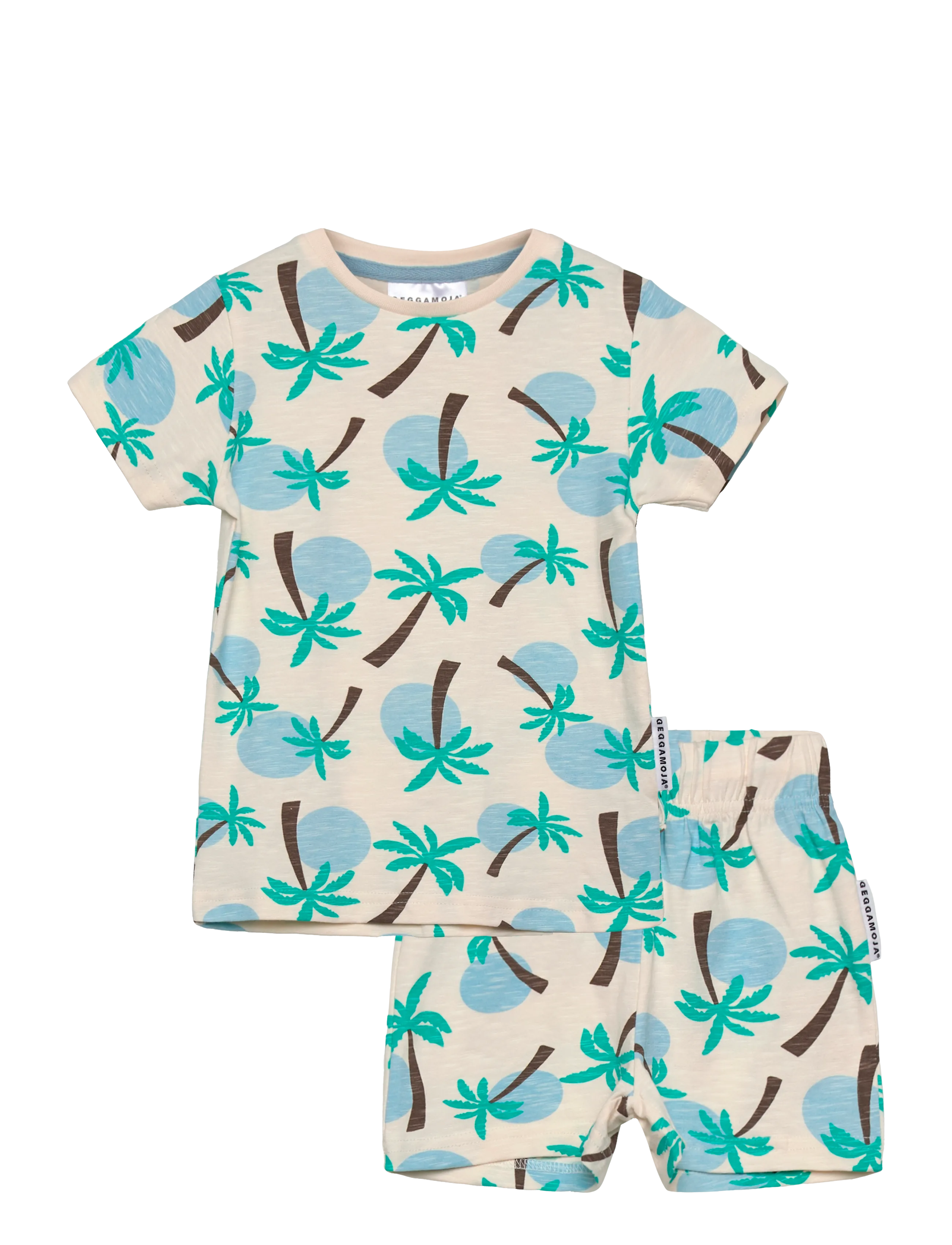 Geggamoja Summer Set Palm Tree, 98/104, Cream, Sæt > Sæt Med Kortærmet T-Shirt, Børn