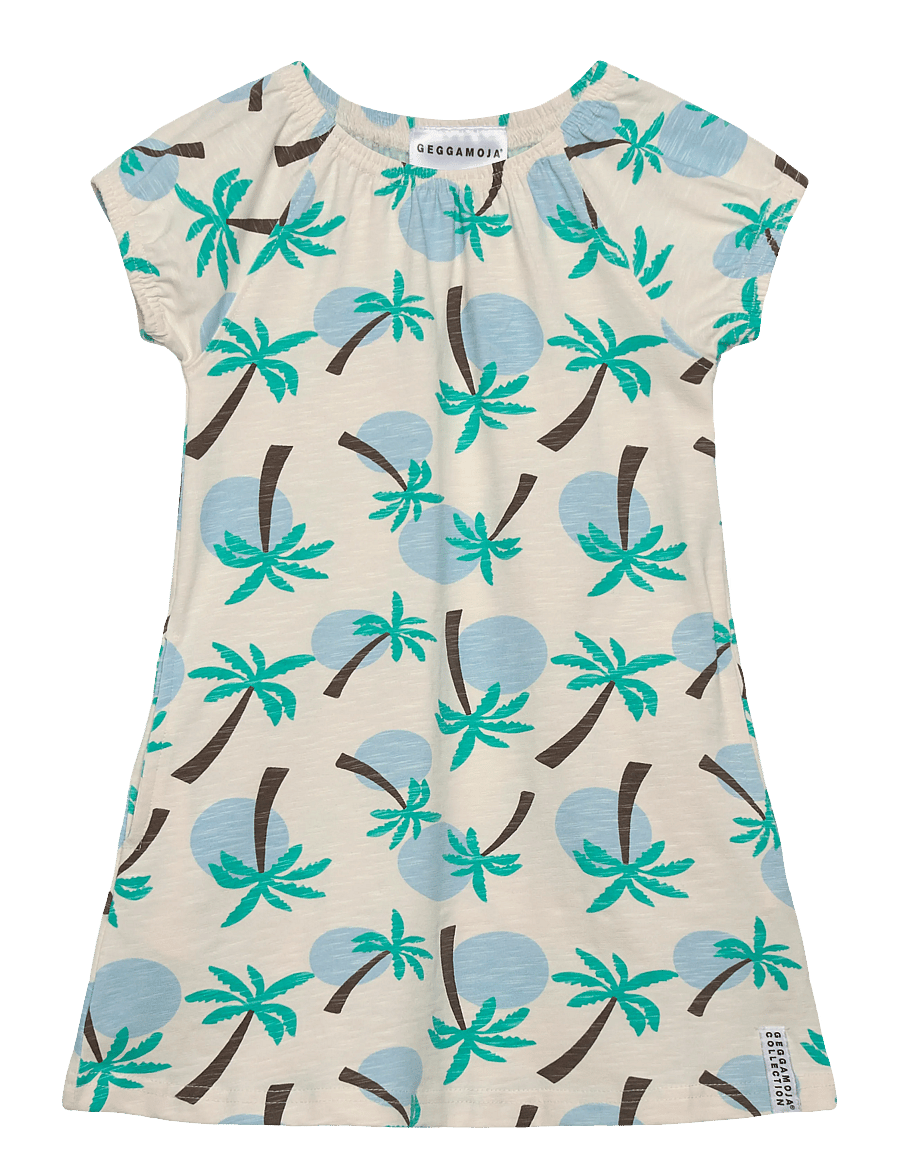 Geggamoja - Singoalla Dress Palm Tree - kortærmede babykjoler - palm tree - 0