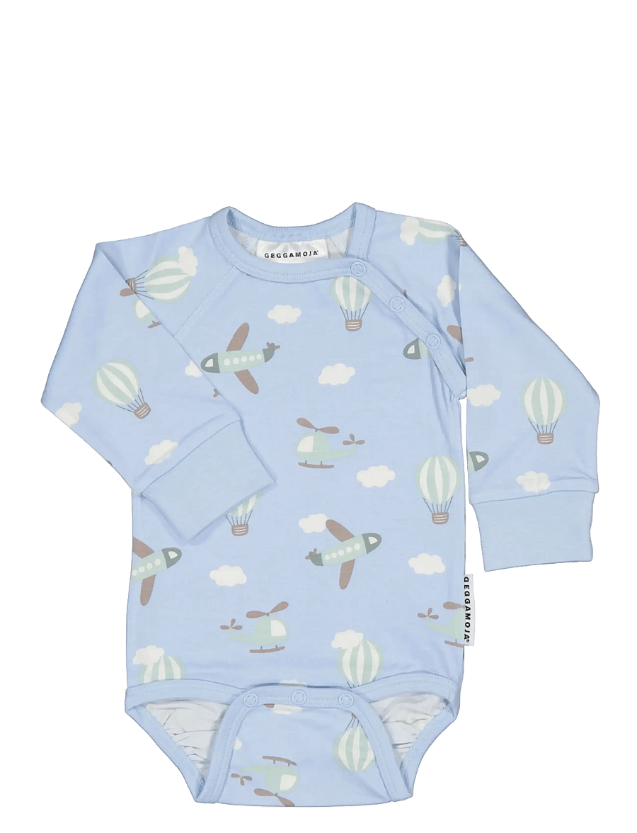 Geggamoja - Bamboo Body - pikkade varrukatega bodid - blue flyers - 0