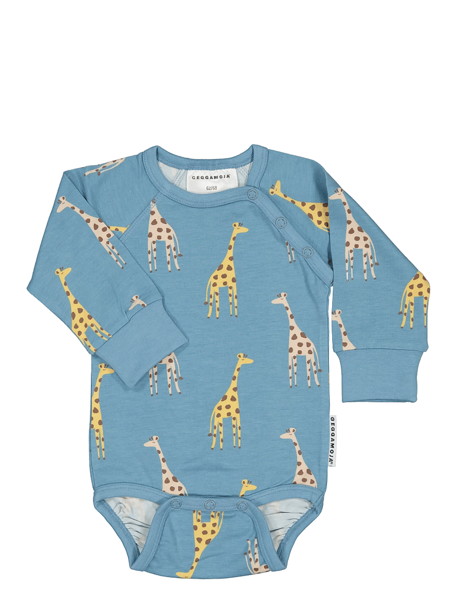 Geggamoja - Bamboo Body - pikkade varrukatega bodid - blue giraffe - 0