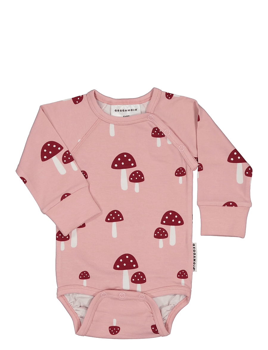 Geggamoja - Bamboo Body - långärmade bodies - pink mushroom - 0