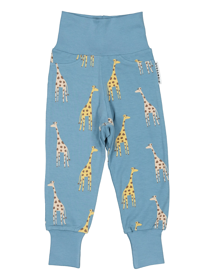 Geggamoja - Bamboo Baby Pants - dressipüksid - blue giraffe - 0