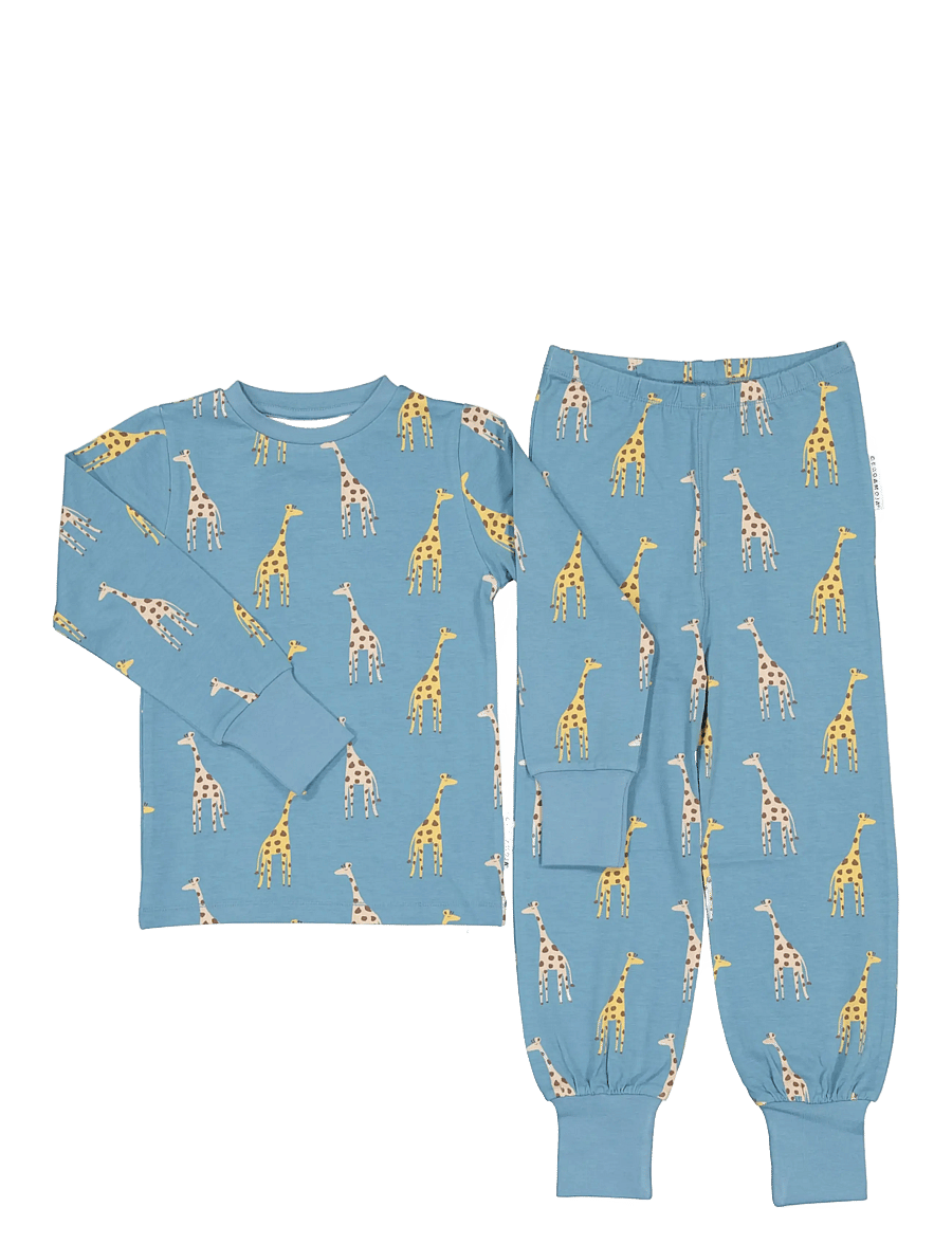 Geggamoja - Bamboo two piece pyjamas - komplektid - blue giraffe - 0