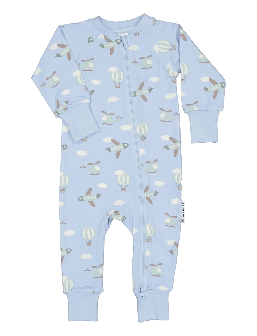 Geggamoja - Bamboo two way zip pyjamas - pidžaama-kombinesoonid - blue flyers - 0