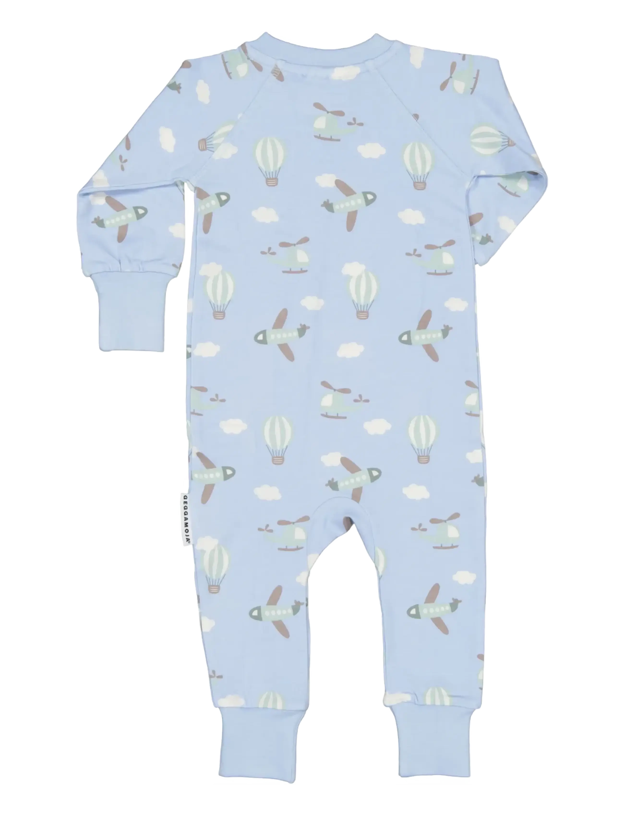 Geggamoja - Bamboo two way zip pyjamas - sleeping overalls - blue flyers - 1