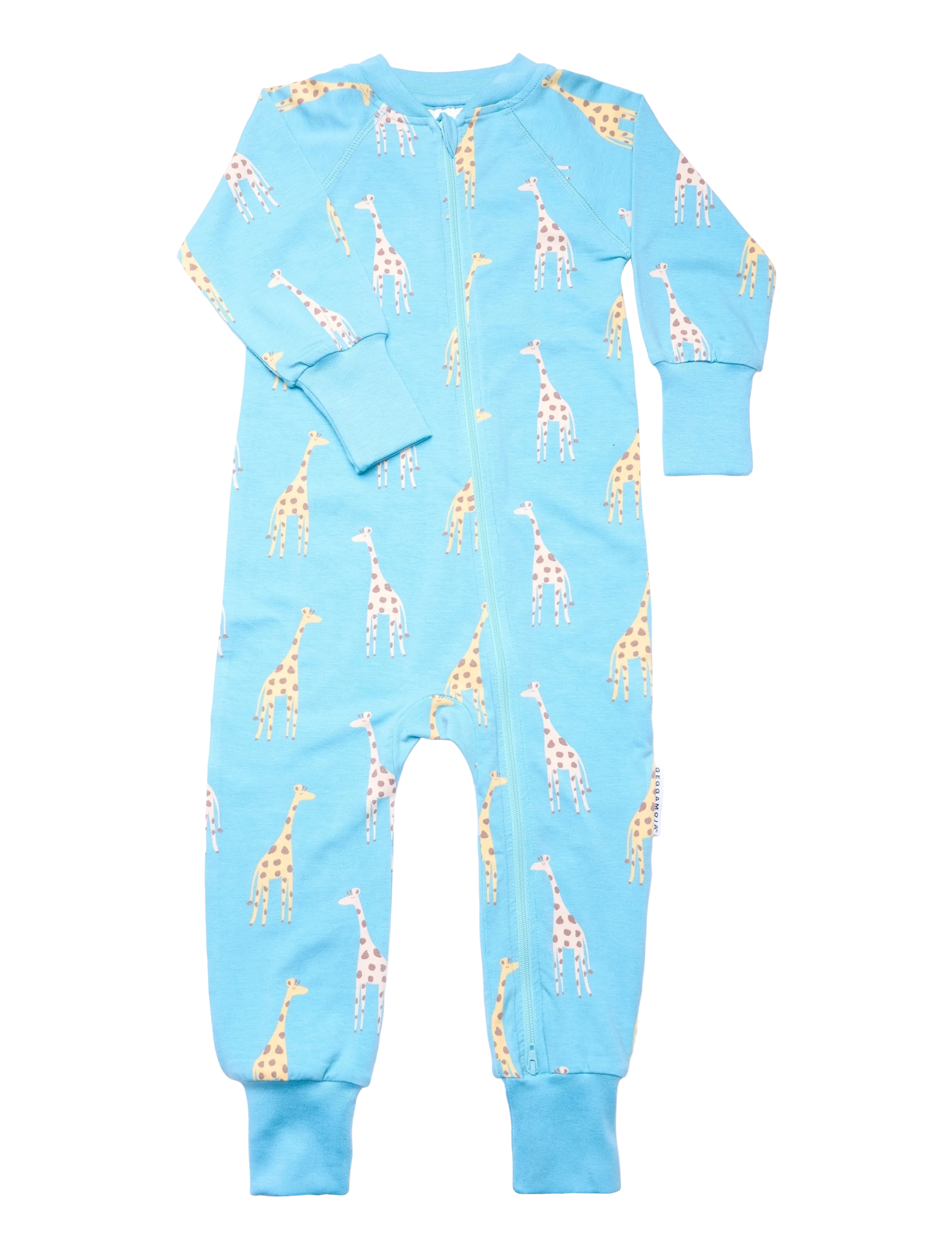 Geggamoja Bamboo two way zip pyjamas - Geggamoja - BLUE GIRAFFE / blue
