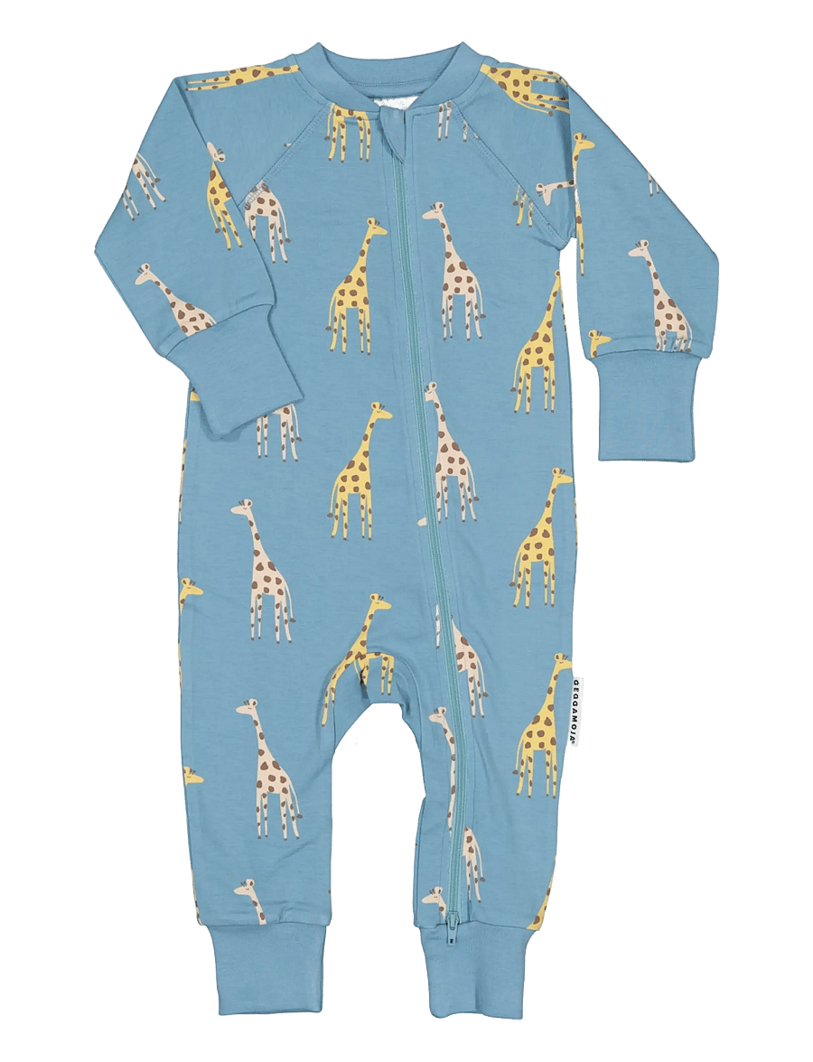 Geggamoja - Bamboo two way zip pyjamas - pidžaama-kombinesoonid - blue giraffe - 0