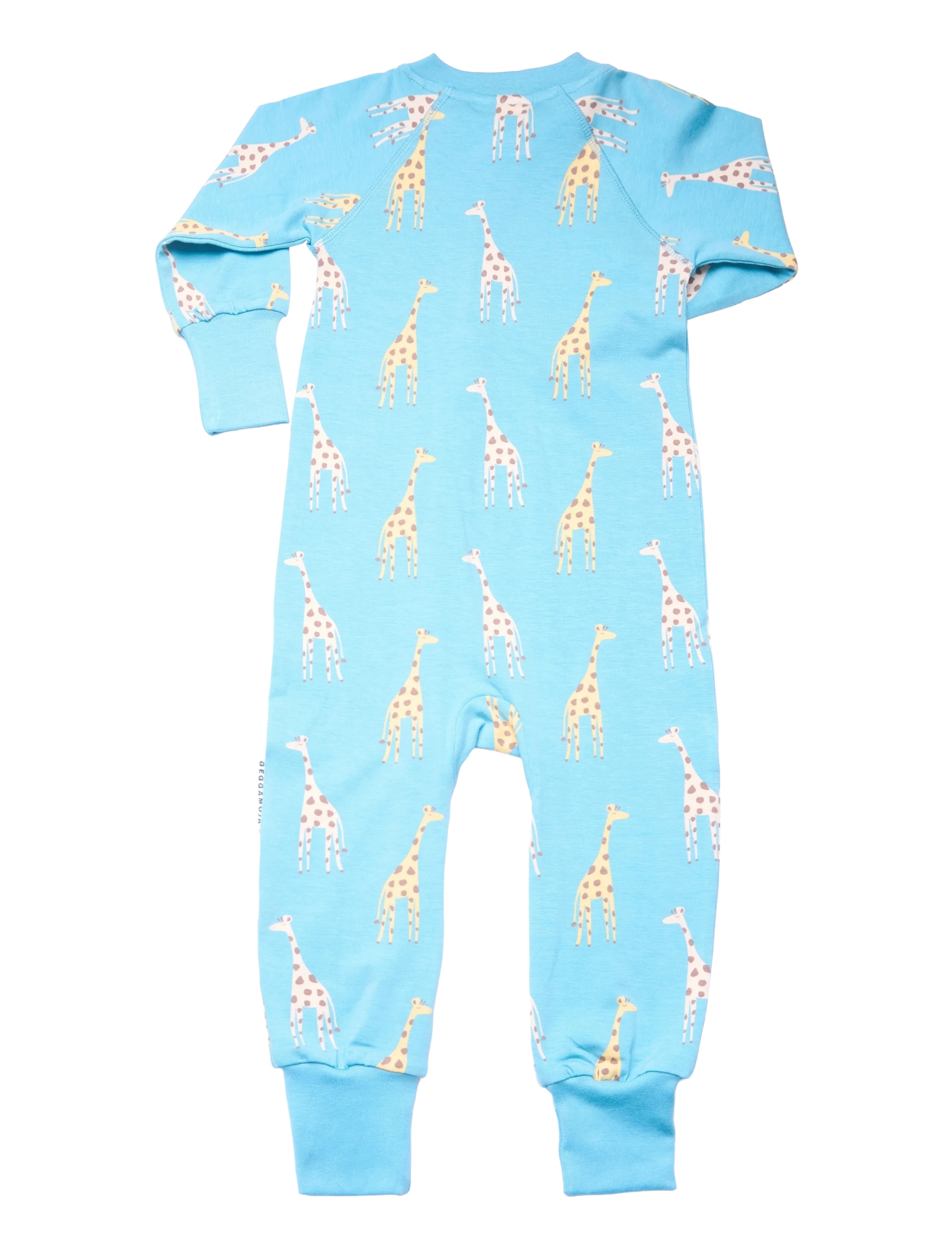 Geggamoja - Bamboo two way zip pyjamas - natdragter - blue giraffe - 1