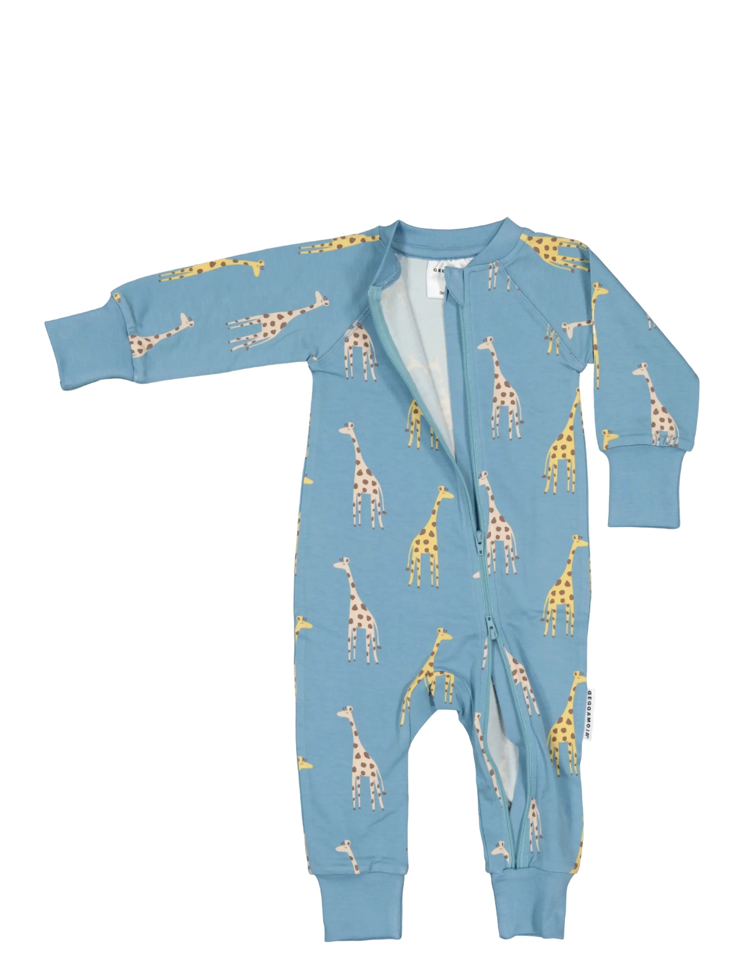 Geggamoja - Bamboo two way zip pyjamas - pidžaama-kombinesoonid - blue giraffe - 1