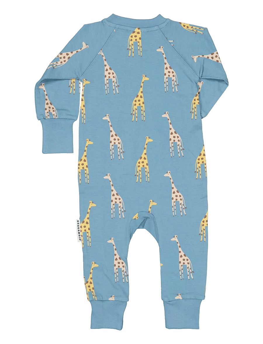 Geggamoja - Bamboo two way zip pyjamas - pidžaama-kombinesoonid - blue giraffe - 2