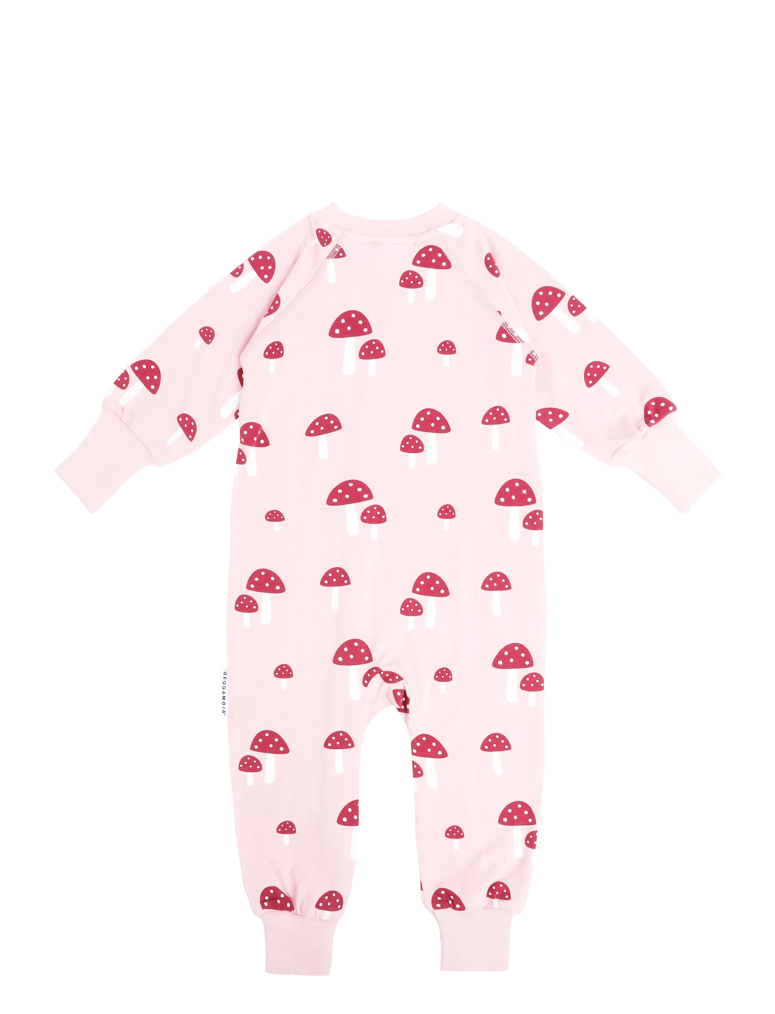 Geggamoja - Bamboo two way zip pyjamas - sleeping overalls - pink mushroom - 1