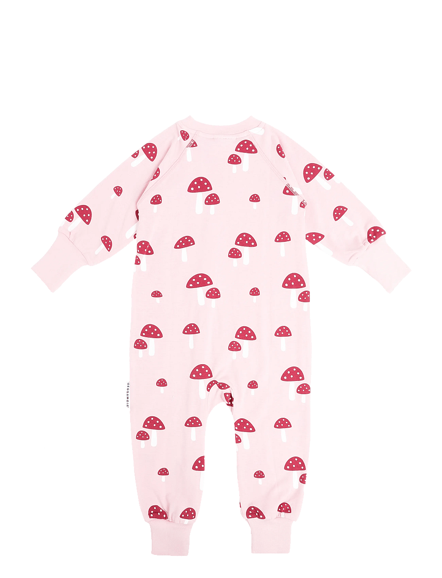 Geggamoja - Bamboo two way zip pyjamas - natdragter - pink mushroom - 1
