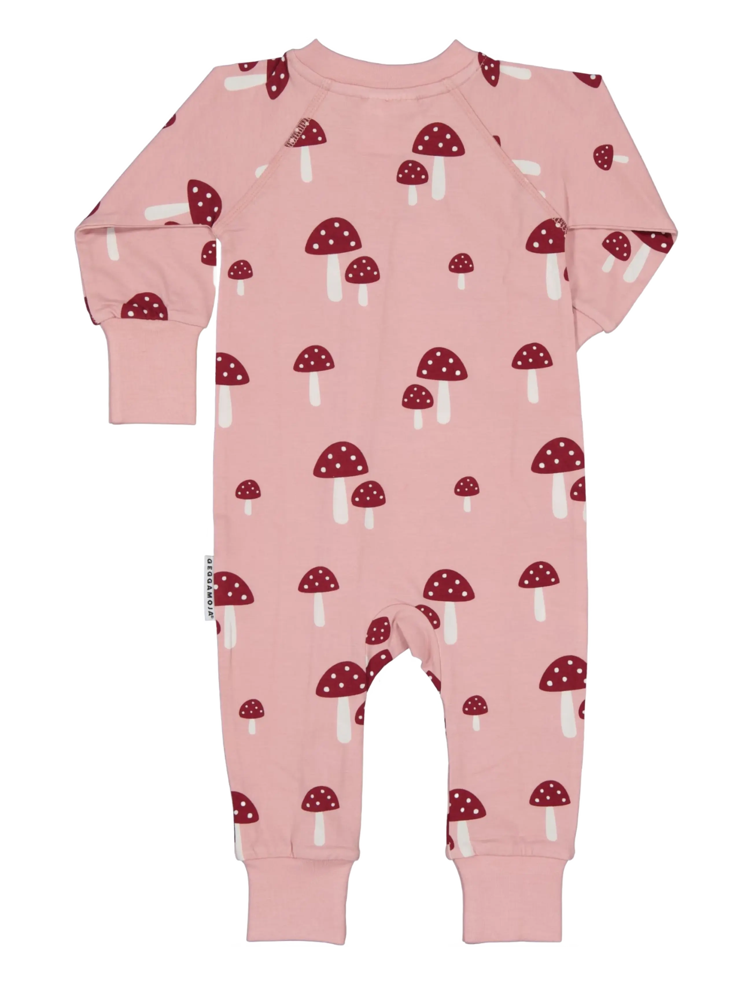 Geggamoja - Bamboo two way zip pyjamas - sleeping overalls - pink mushroom - 2