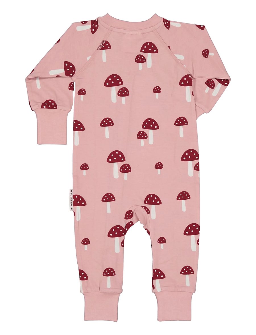 Geggamoja - Bamboo two way zip pyjamas - natdragter - pink mushroom - 2