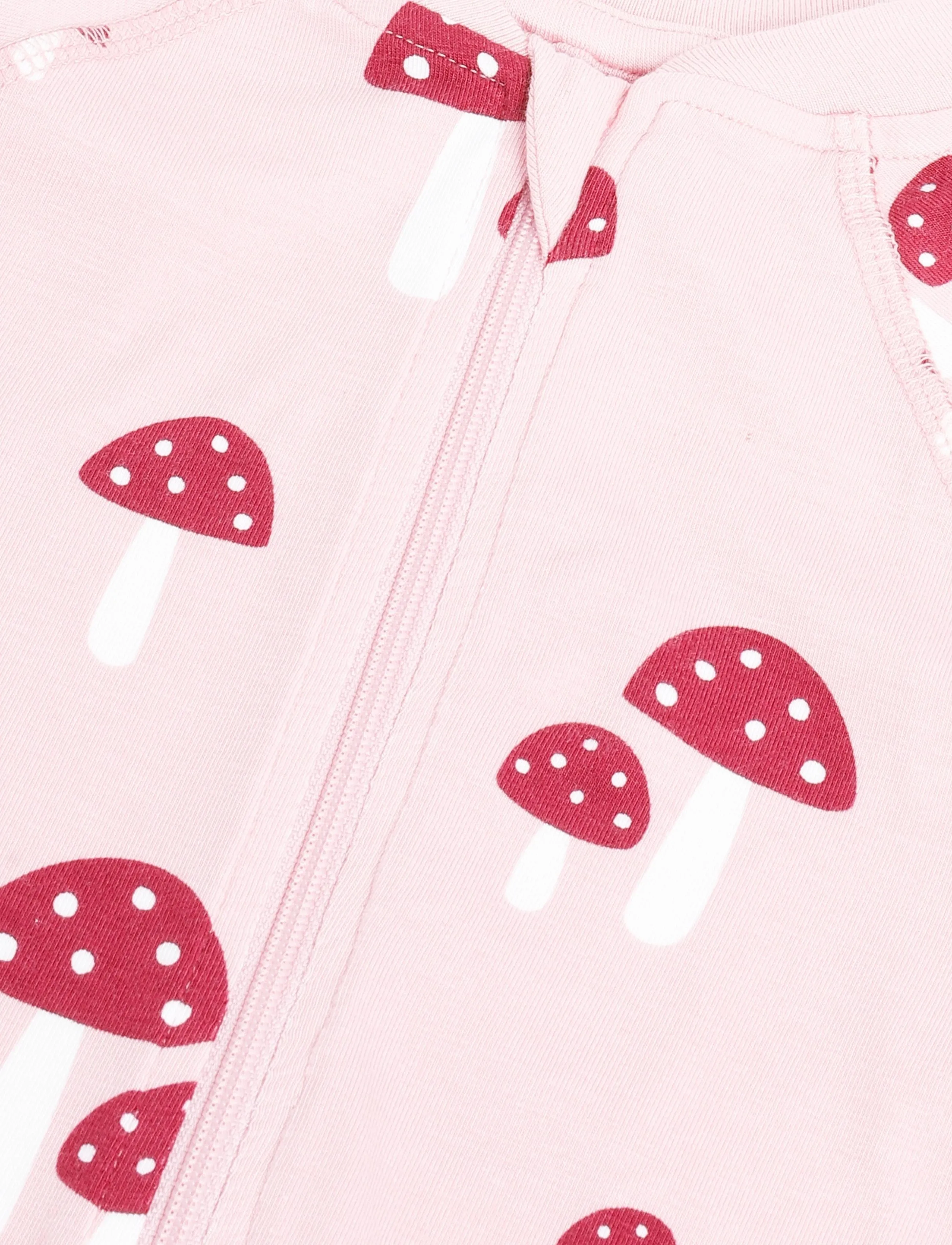 Geggamoja - Bamboo two way zip pyjamas - sleeping overalls - pink mushroom - 2