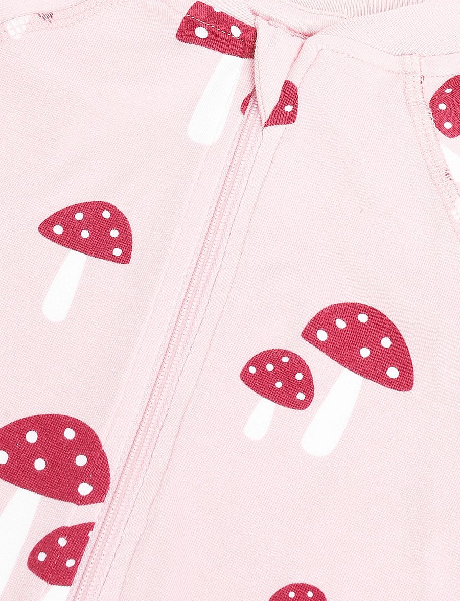 Geggamoja - Bamboo two way zip pyjamas - natdragter - pink mushroom - 2