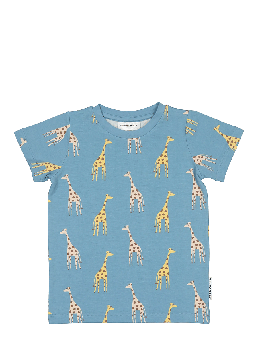 Geggamoja - Bamboo T-shirt - kortärmade t-shirts - blue giraffe - 0