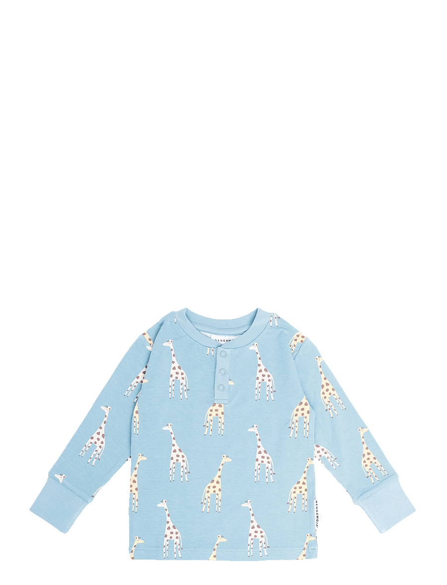 Geggamoja - Bamboo Grandpa Sweater - langärmelig - blue giraffe - 0