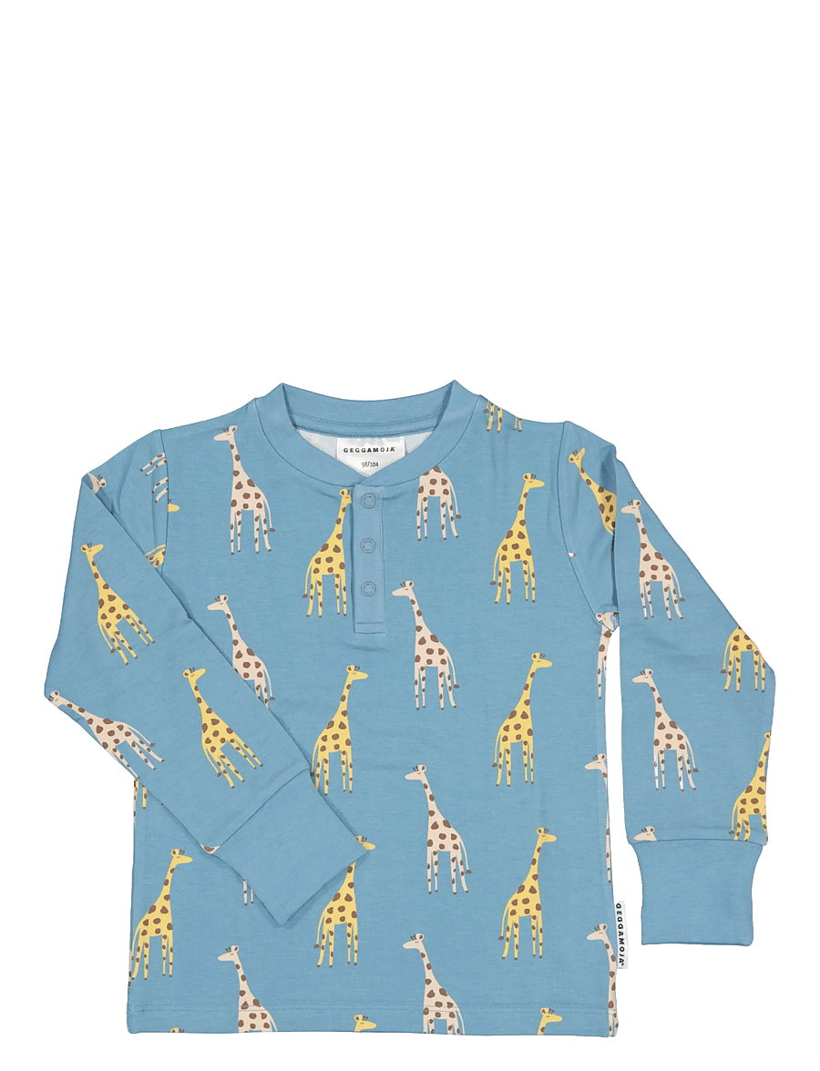 Geggamoja - Bamboo Grandpa Sweater - langärmelig - blue giraffe - 0