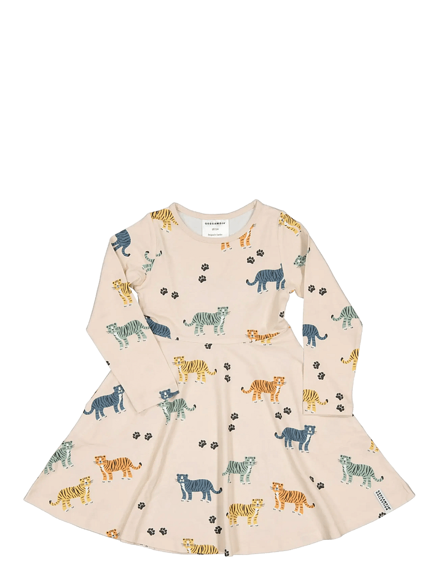 Geggamoja - Bamboo Flared Dress - beige tiger - 0