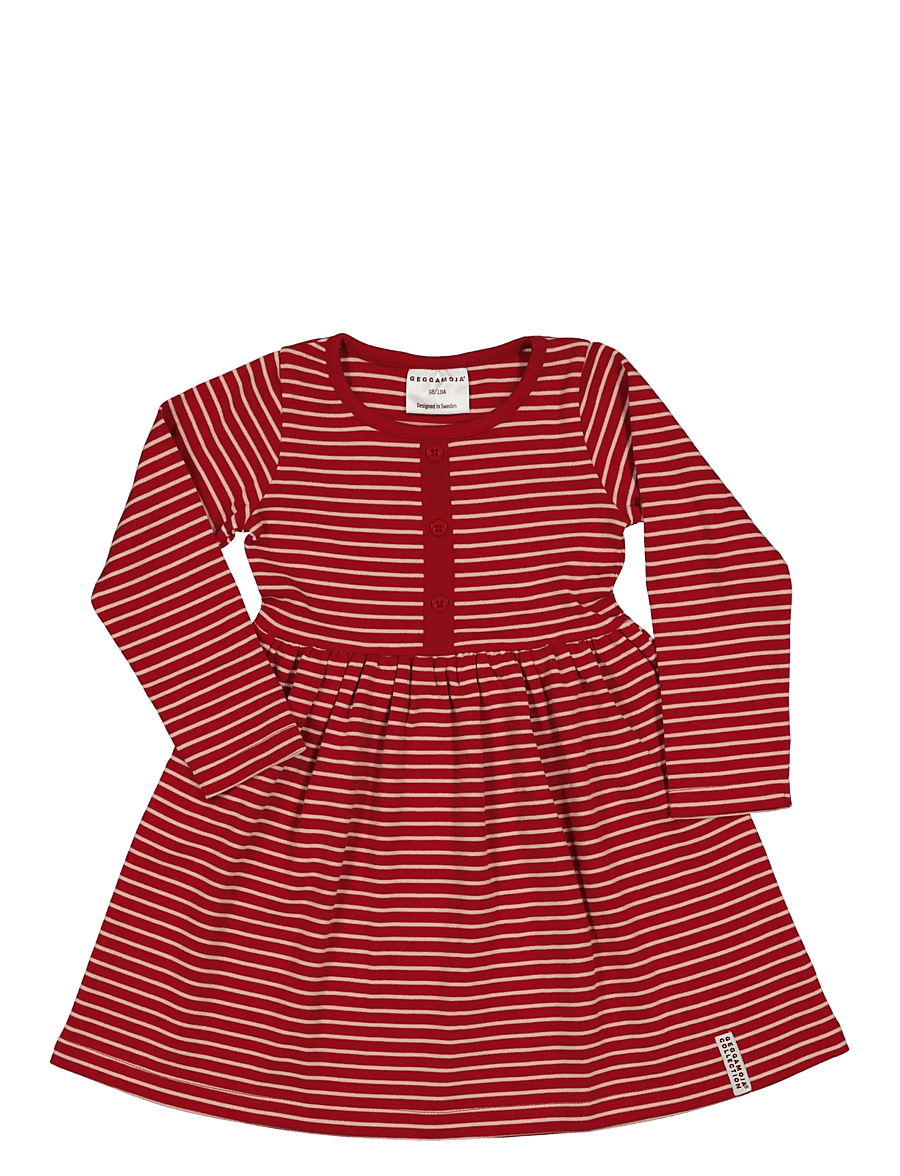 Geggamoja - Button Dress - långärmade babyklänningar - pink/red - 0