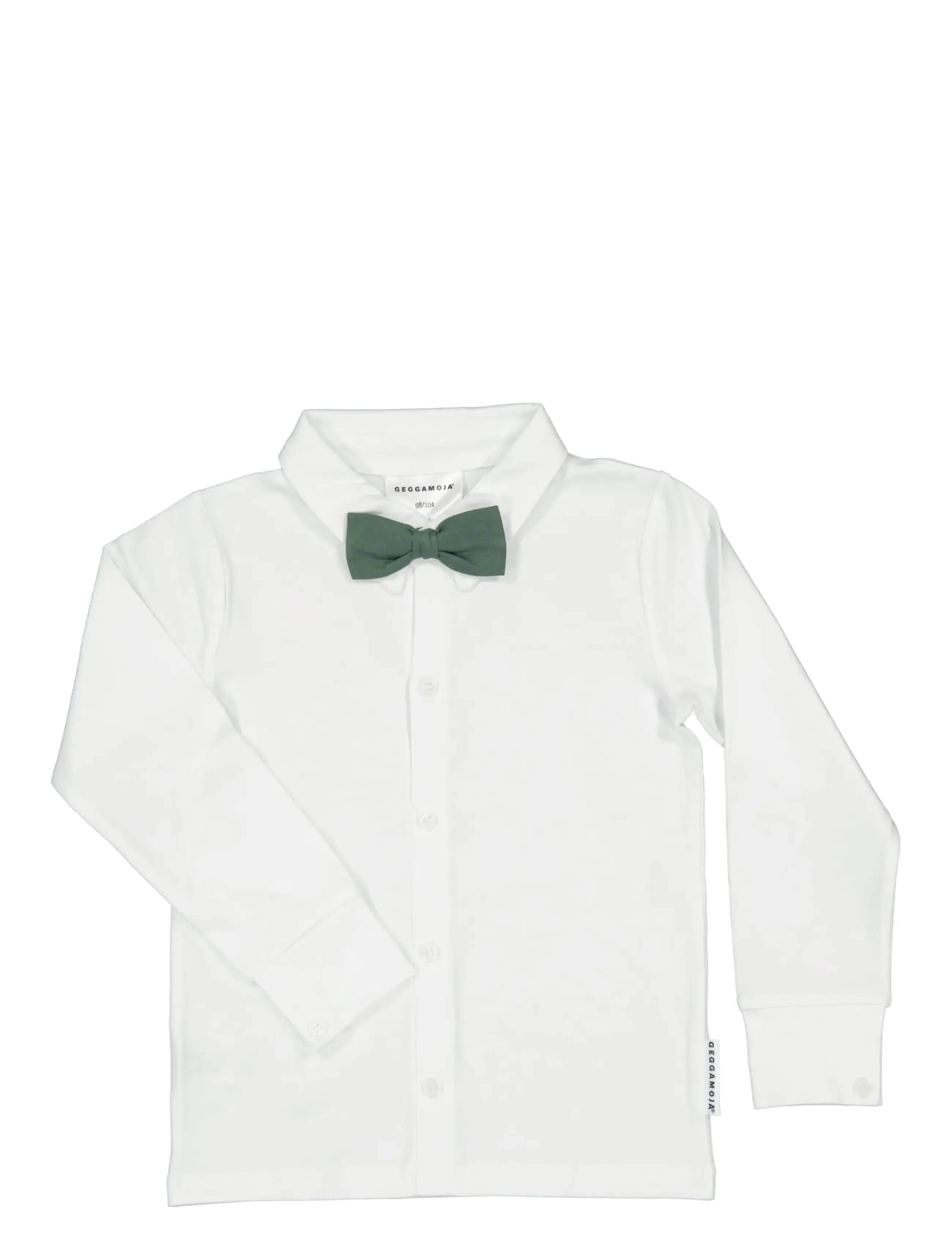 Geggamoja Shirt Bow - Tops - WHITE / MOSSGREEN / white