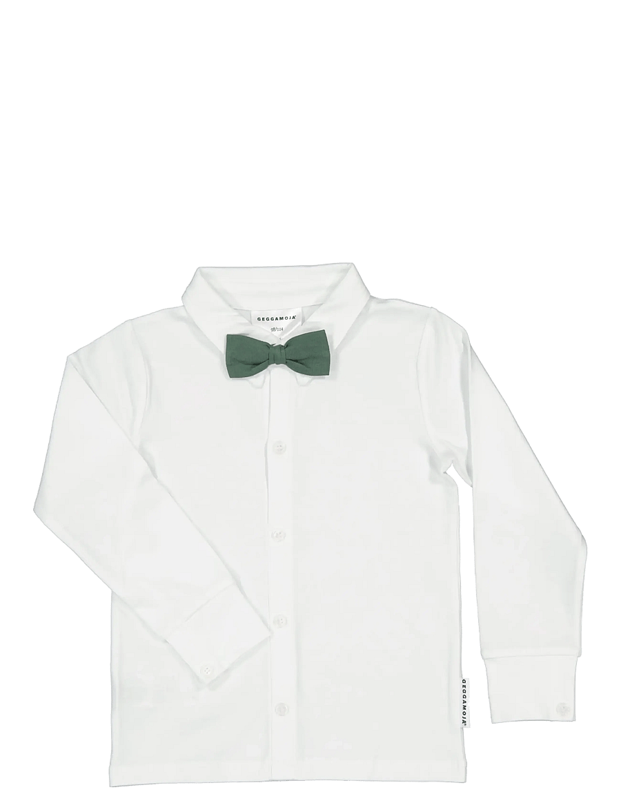 Geggamoja - Shirt Bow - white / mossgreen - 0