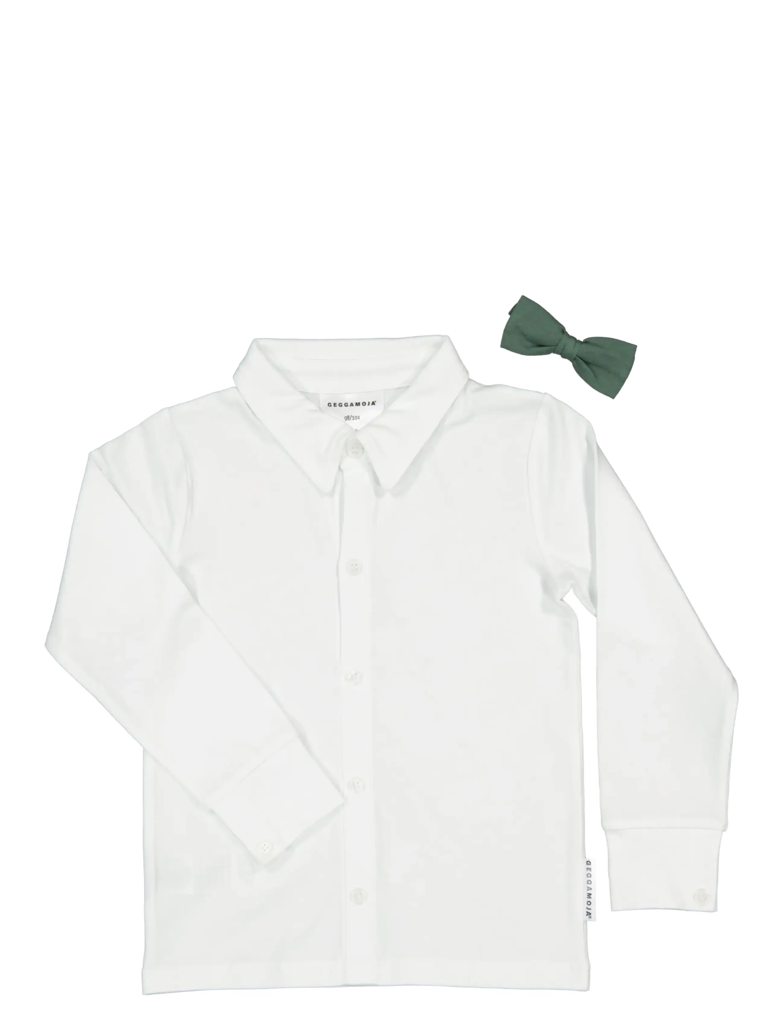 Geggamoja - Shirt Bow - white / mossgreen - 2
