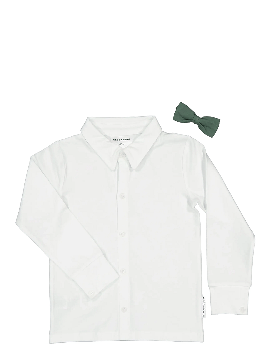 Geggamoja - Shirt Bow - white / mossgreen - 2