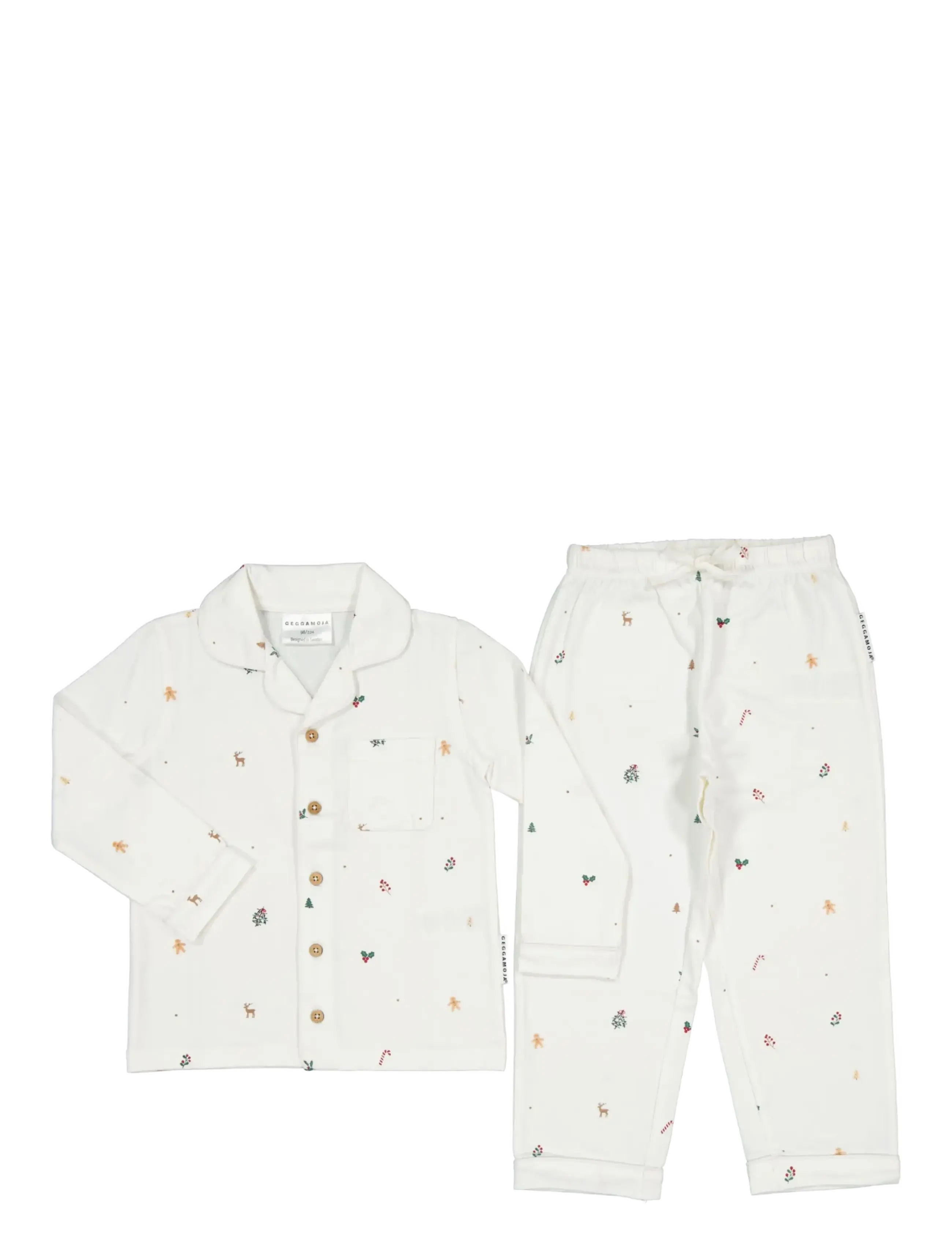 Geggamoja Two Piece Shirt Pyjamas - Geggamoja - HOLIDAY ICONS / white