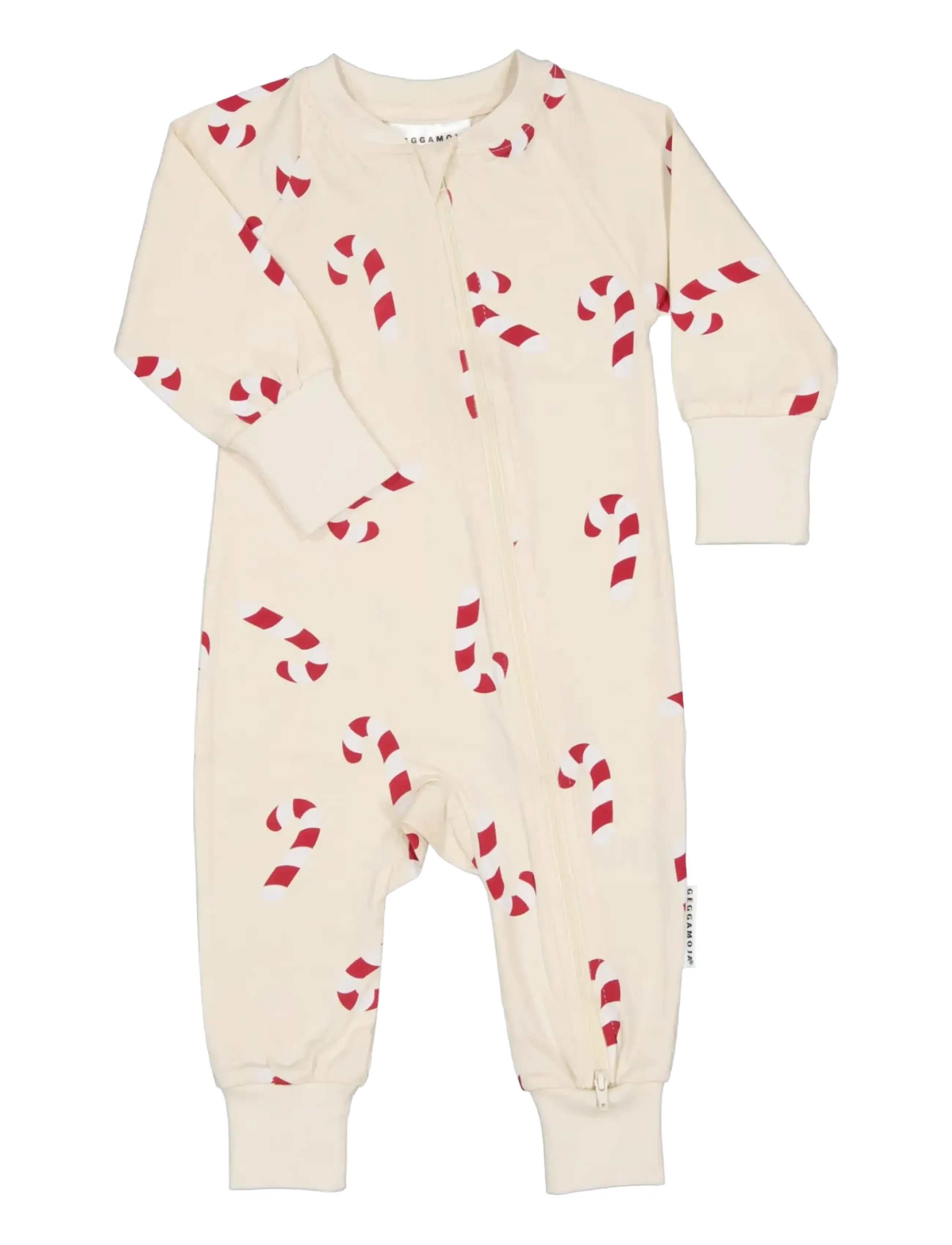 Geggamoja Pyjamas Two Way Zipper - Geggamoja - BEIGE CANDYCANE / beige