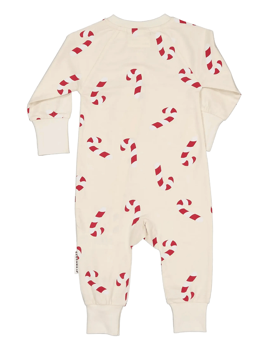 Geggamoja - Pyjamas Two Way Zipper - natdragter - beige candycane - 1
