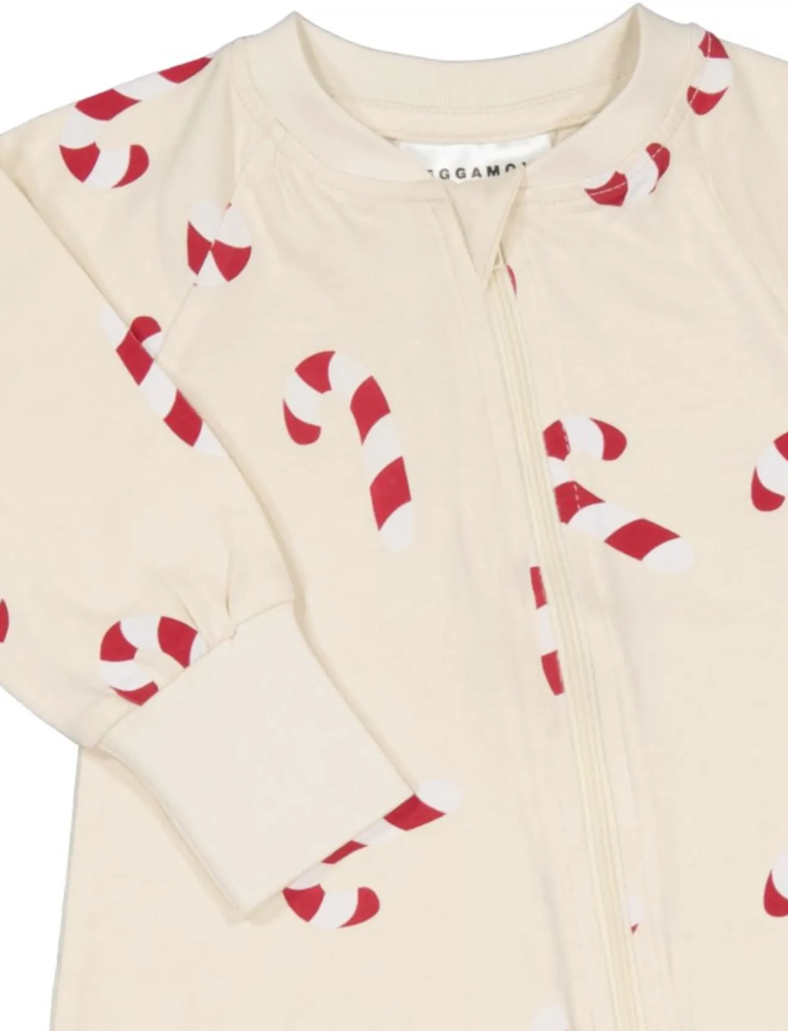 Geggamoja - Pyjamas Two Way Zipper - natdragter - beige candycane - 3