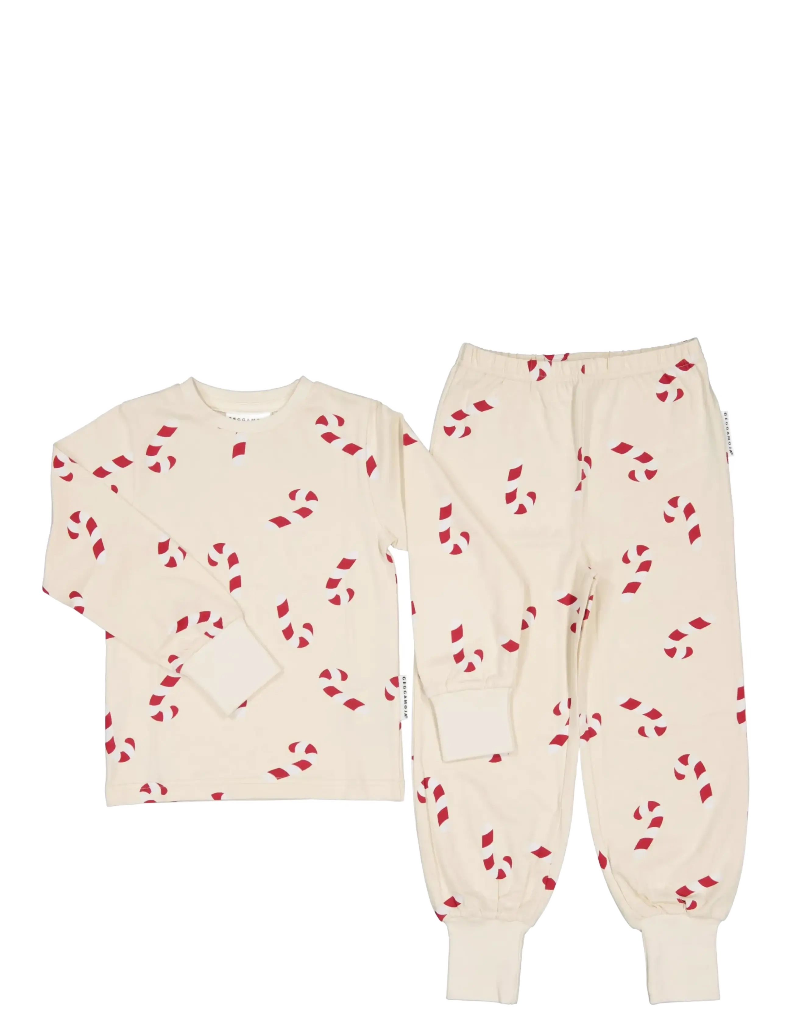 Geggamoja Two Piece Pyjamas - Geggamoja - BEIGE CANDYCANE / beige