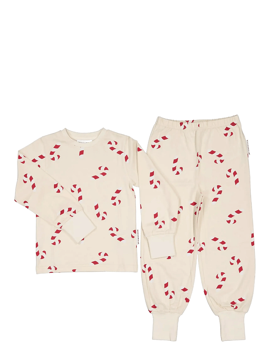 Geggamoja - Two Piece Pyjamas - pyjamassæt - beige candycane - 0