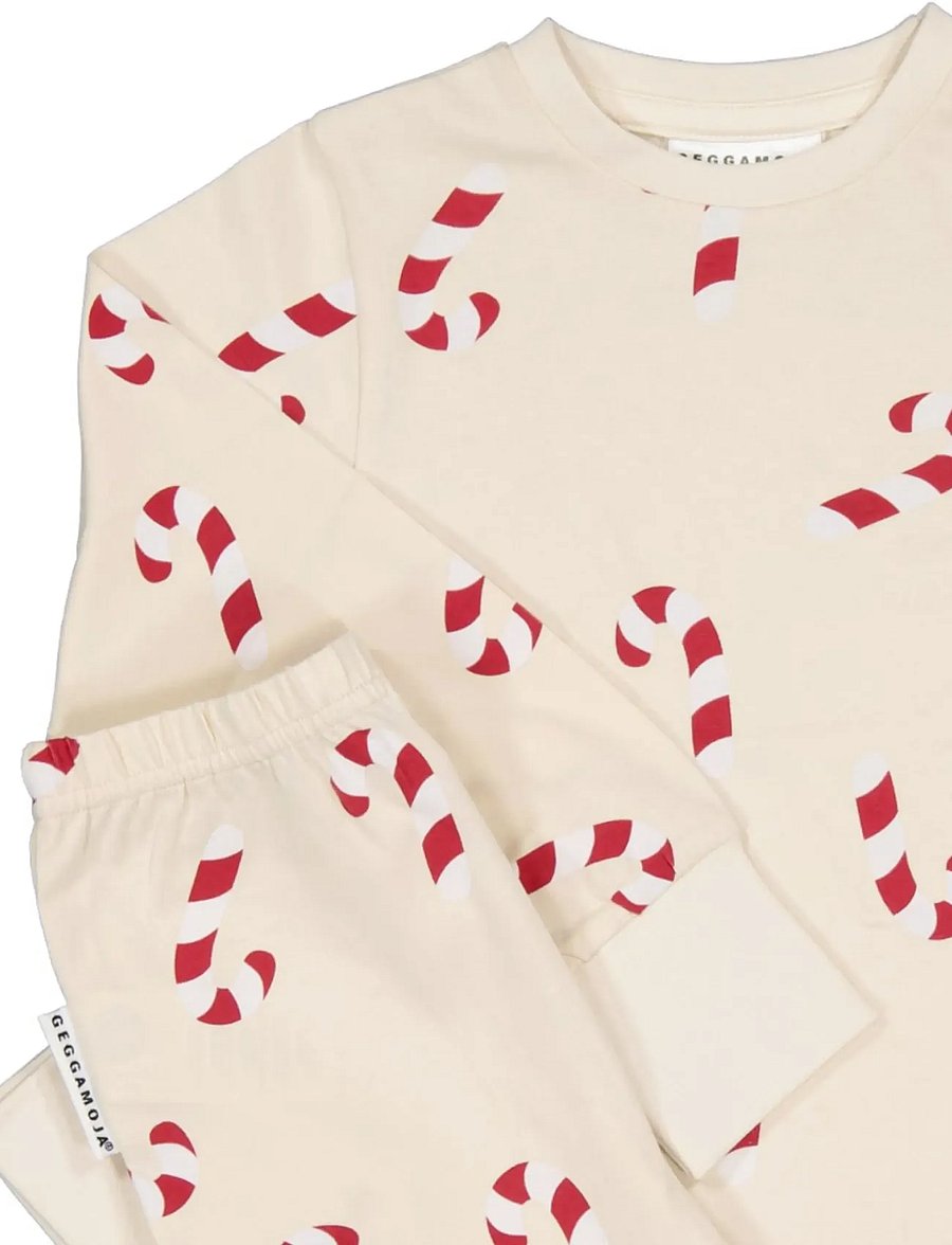 Geggamoja - Two Piece Pyjamas - pyjamassæt - beige candycane - 2