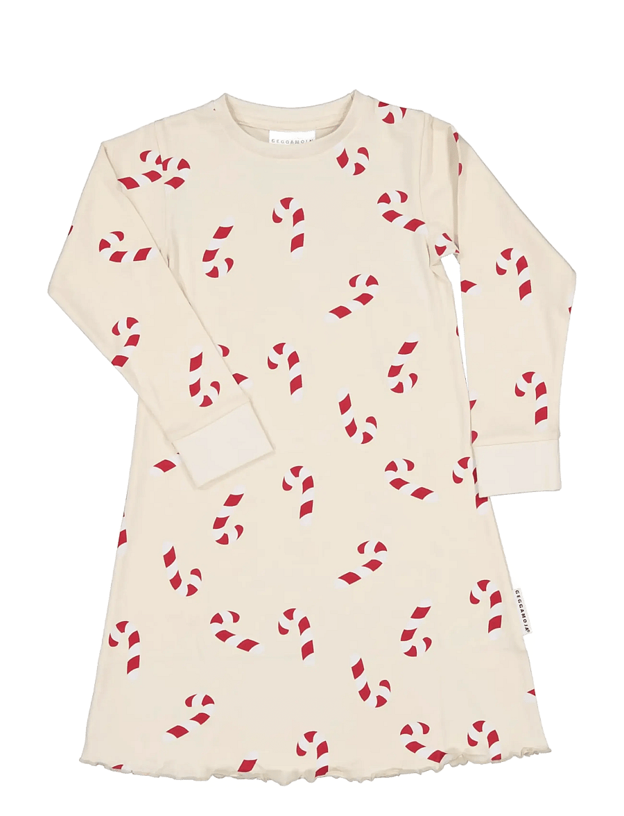Geggamoja - Nattlinne - natdragter - beige candycane - 0