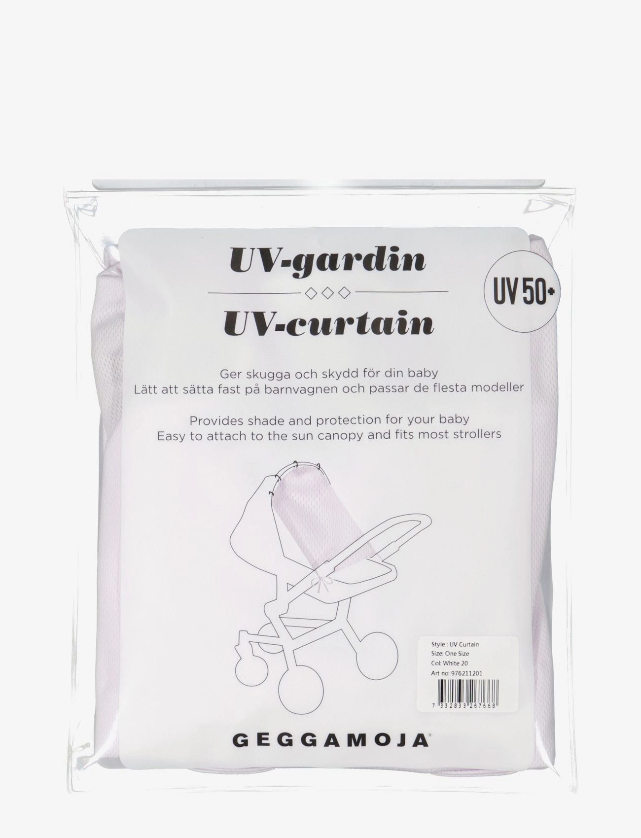 Geggamoja Uv Curtain, Børn, UV Gardin, Hvid, Str: ONE SIZE