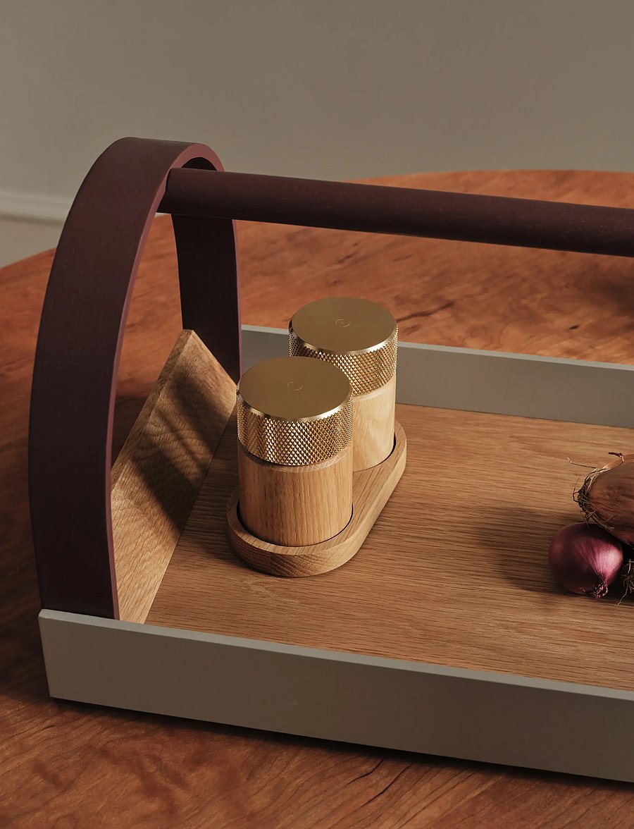 Gejst - KYDO tray Oak Grey Burgundy - tabletts - oak grey burgundy - 3