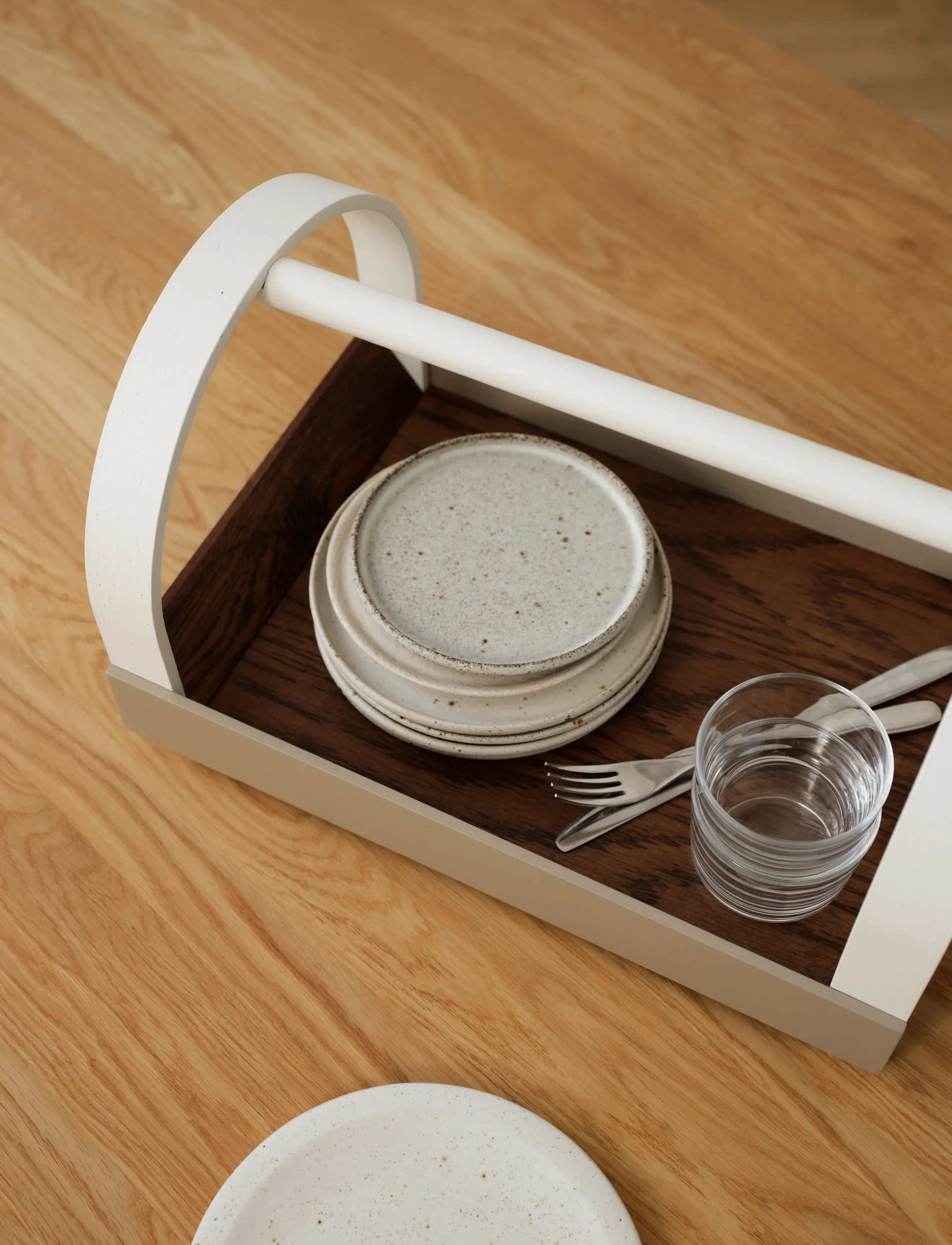 Gejst Kydo Tray Dark Oak Beige White, 23.5 cm X 40.5 27 cm, Dining & Table Accessories, - Trays, Homeware